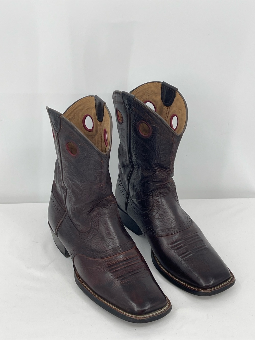 Ariat 4 LR  Dark Brown Leather Cowboy Boots with Pull Holes MENS SIZE 6 UNISEX
